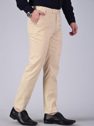 Image of Jack and Jini Formal Pant for Men. Regular Fit, Lightweight, Flat Front, Premium Cotton Polyester Blend Fabric. Office, Party and Casual Wear. Non Stretchable.