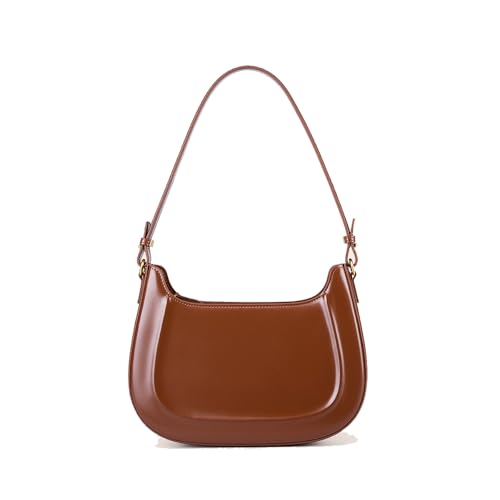 JIUFENG Cowhide Retro Saddle Purse Bag for Women, Womens Crossbody Handbag, Small Sleek Shoulder Bag
