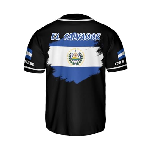Camiseta personalizada de béisbol MonkeyVan El Salvador con nombre y bandera salvadoreña para hombres y mujeres ELS38 miniatura 3
