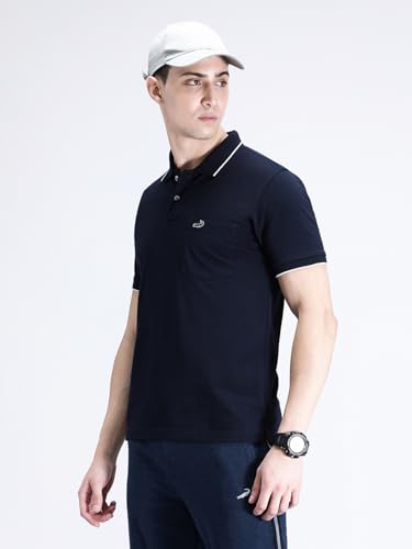 Image of CROCODILE Men Solid Polo T-Shirt | 100% Cotton | Short Sleeve | Slim Fit | Button Placket White