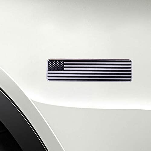 Image of Generic 2X US USA American Flag Metal Car Trunk Emblem Fender Badge Sticker Car Truck Decal, Chrome Black, Universal Fit, Vehicle Specific Fit