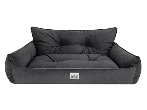 Bjird Hundebett - Hundekorb für kleine mittelgroße & große Hunde - Hundekissen - Hundesofa - Bezug abnehmbar und waschbar - Joker Gesteppt - Größe: L: 106 x 80 cm - Graphit Fancy Cover