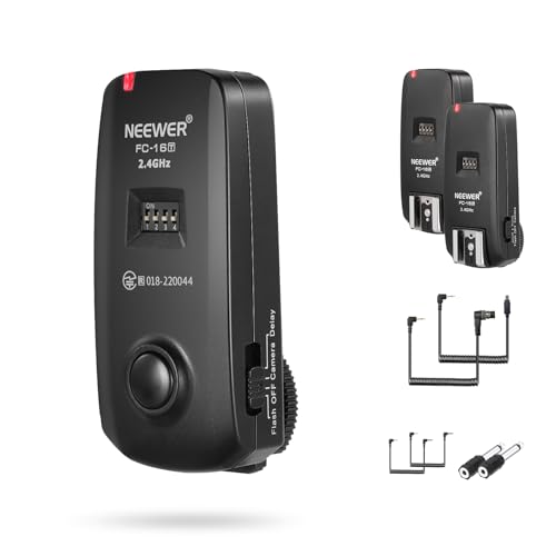 NEEWER FC-16 2,4G Kabelloser Kamera Auslöser für Studio Blitze mit Zwei Empfängern, kompatibel mit Nikon D7100 D7000 D5100 D5000 D3200 D3100 D600 D90...