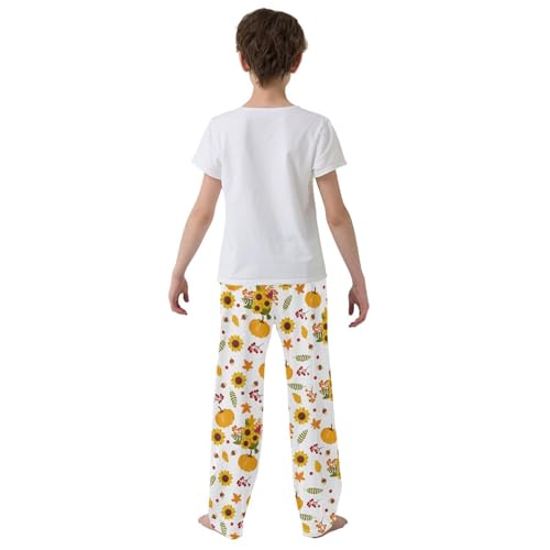 Boys' Pants Autumn Pumpkins with Sunflowers Long Bottoms Jogger Pants Elastic Waist Trousers with Pockets S-XL3