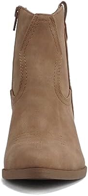 Soda “ABEAM” ~ Women Pointed Toe Medium Heel Ankle Shaft Western Boot Bootie with Side Zipper (TAUPE NUBUCK, 11) | Image 3