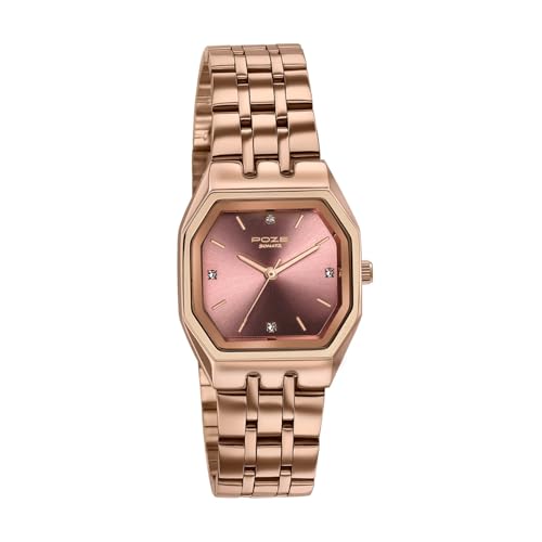 Image of Sonata Poze 8 Quartz Analog with Pink Dial IP Rose Gold Stainless Steel Strap Watch for Women - SP80164WM01W