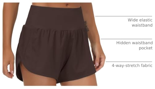 Image of THE GYM PEOPLE Womens High Waisted Running Shorts Quick Dry Athletic Workout Shorts with Mesh Liner Zipper Pockets
