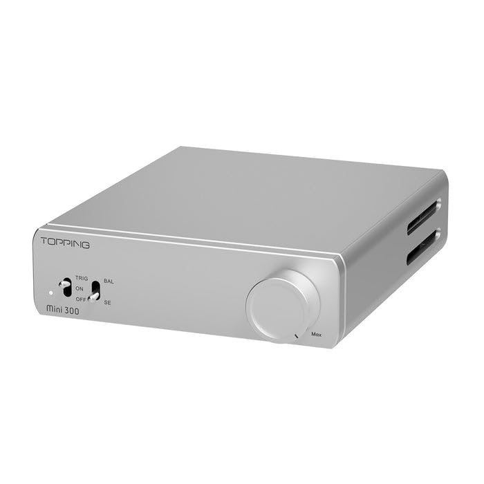 Topping Mini300 HiFi-Stereo-Verstärker, hohe Leistung, Balanced Class D, 140 W×2 @4Ω, 124 dB SNR, Auto Power Sync, symmetrische TRS und RCA, Desktop-Verstärker für passive Lautsprecher, Weiß