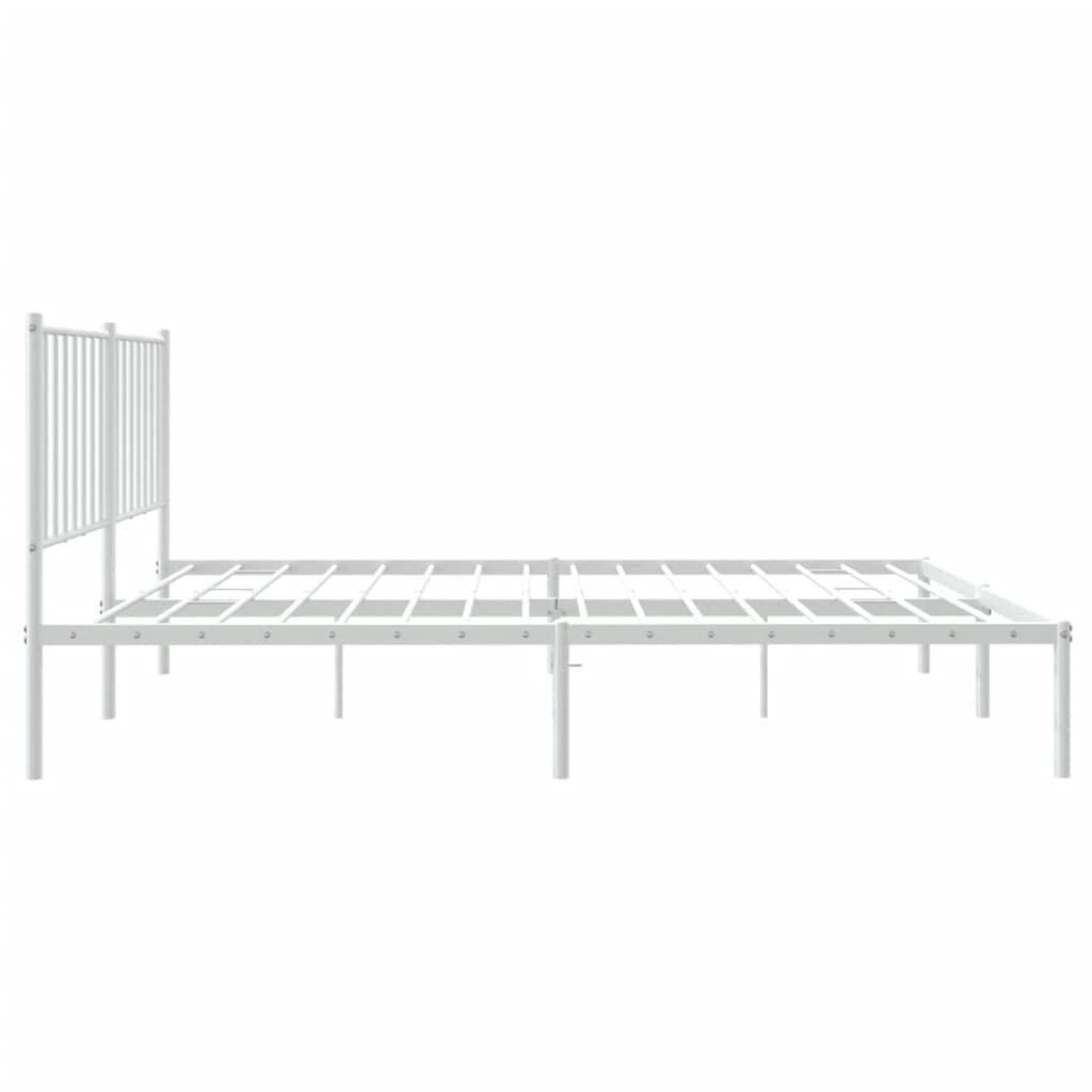 vidaXL Metalowa rama łóżka z wezgłowiem, biała, 120x200 cm, łóżko, metalowe łóżko, metalowe lozko, metalowa rama łóżka, rama lozka, łóżko z metalu