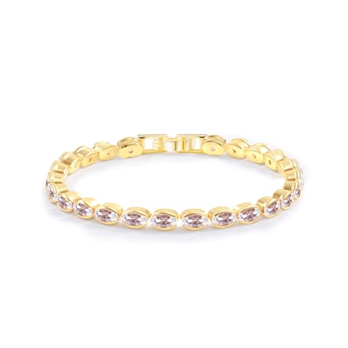 14K Gold Plated Tennis Bracelet for Women – Classic CZ Link Design, Fits 6.0