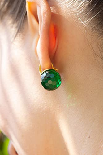 Image of Crystal Earrings for Women, Sparkly Austrian Crystal Disco Ball Earrings, 18K Gold Plated Post Drop Earrings with Colorful Spheres, Hypoallergenic & Lightweight, Ideal Gift for Her