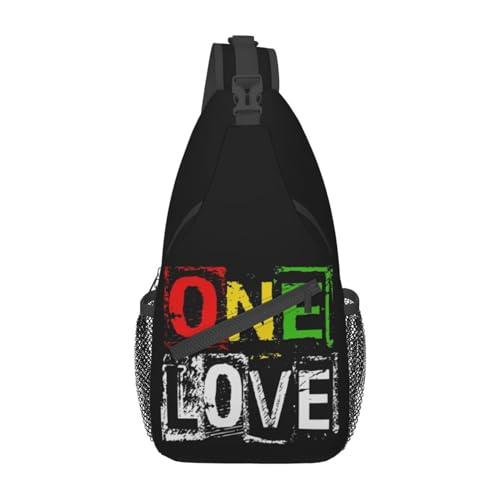 One Love Jamaican Rasta Reggae Crossbody Chest Bag miniatura 1