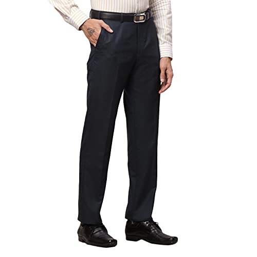 Image of Park Avenue Men's Polyester Blend Structure Pattern Smart Fit Flat Front Formal Trouser