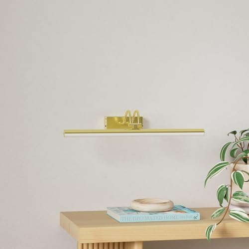 Picture Light, Picture Lights for Wall Cordless, 20inch Battery Operated Wall Lights with Timer and Dimmable, Rechargeable Metal Picture Lights for Display Gallery Painting Art Frame Portrait - Gold