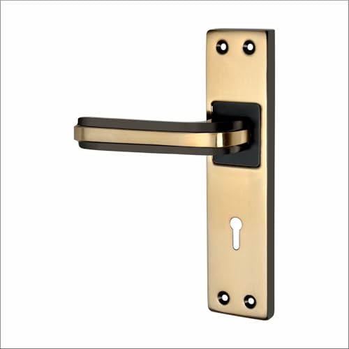 Image of Milton Iron MHI-Liner Black.Gold 7 Inch Iron Mortise Lock Set with Lock Handle,Finish, Black Gold 175 mm x 40 mm Plate, 100mm Handle Length, Includes Keys and Screws