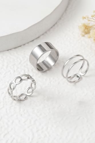 Çelik 3'lü Eklem Yüzüğü Kadın Silver Yüzük ev27by
