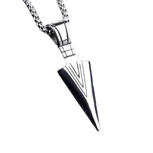 Stainless Steel Arrowhead Pendant Necklace for Men, Polished Geometric Arrow Pendant with Chain, Minimalist Tribal Style Jewelry for Everyday Wear-image-20