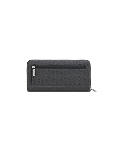 Image of Guess Coal Printed Zipper Abbas Large Zip Around Wallet