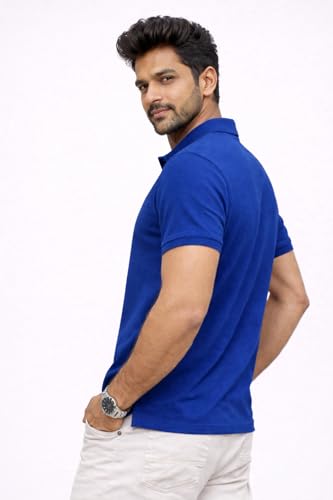Image of Premium Pique Cotton Pocket Polo T-Shirt for Men | 210-220 GSM | Regular Fit | 2-Button Placket | Soft Breathable Fabric | XS-3XL