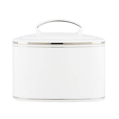 kate spade New York Platnum Library Lane Platinum Sugar Bowl, 1.15 LB, White