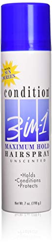 Condition 3-N-1 Aerosol Spray 7 Ounce Max Hold Unscented With Sunscreen (207ml) (2 Pack)