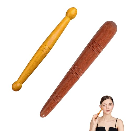2 Stück Holz Akupressurstift, Fuß Holz Massagestab, Holz Akupunkturstift Punktsucher, Muskel Massageroller Stick, Trigger Massage Stift für Schulter Rücken Bein Entspannung