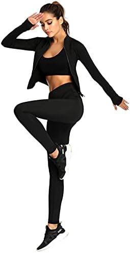SEAUR Veste Sport Femme à Capuche – Sweat Court Zippé Manches Longues Avec Trous Pouces, Respirante & Légère Pour Running, Yoga, Gym