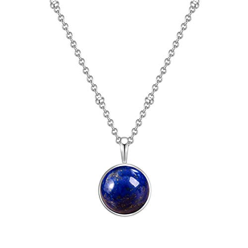 Glanzstücke Damen-Kette Sterling Silber mit Anhänger Lapislazuli blau Länge 40 cm + Verlängerung 5 cm - Edelsteinkette für Frauen Heilsteine Lapis-lazuli Cover