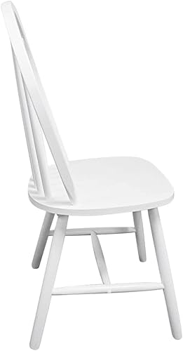 Miniatura 6 de 4-Piece White Solid Rubber Wood Dining Chairs Set with Rounded Backrests, Farmhouse Kitchen Chairs for Dining Room Living Room Comedor Furniture