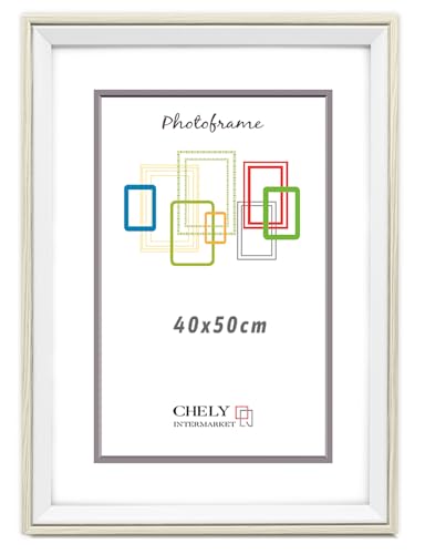 CHELY INTERMARKET Marco de Fotos 40x50cm de Madera Blanca MOD-391 Ancho de moldura 1,7cm