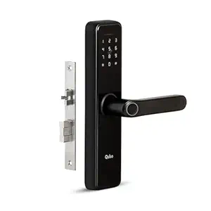 QUBO Smart Door Lock Essential from Hero Group | 5-Way Unlocking | Fingerprint | Pincode|RFID Card | Bluetooth Mobile App | Mechanical Key | OTP Access | WiFi (Optional) | Hub Sold Separately (Black)