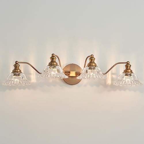 Image of XIEDUN Brass 4 Light Vanity Lights for Bathroom Vanity Light Fixtures Bathroom Light Fixture