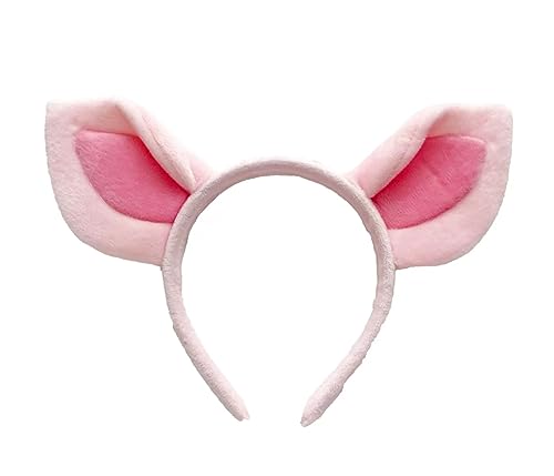 Hosfairy 1Pcs Halloween Pig Ear Headbands Plush Animal Headband Costume Cosplay Halloween Party Accessory for Halloween Christmas Festival Theme Party