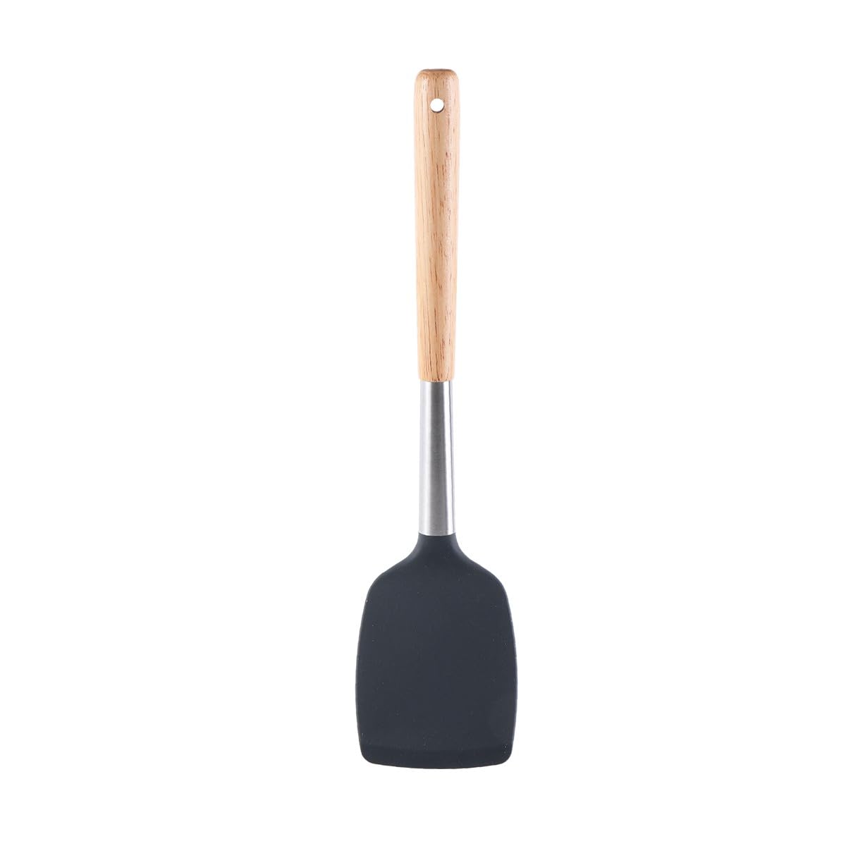 Vague Silicone Turner with Oak Wood Handle, 34 cm Size, Grey