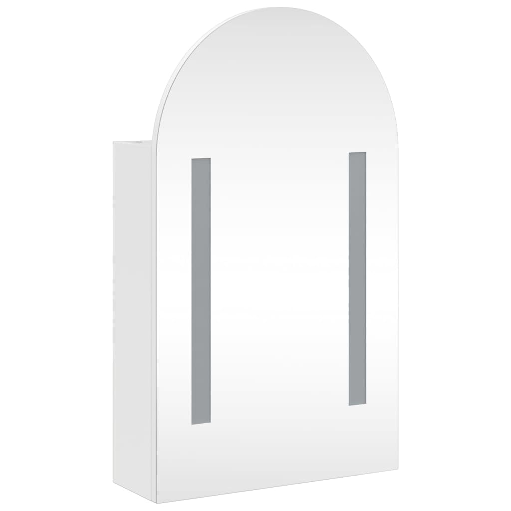 vidaXL Szafka łazienkowa z lustrem i LED, łukowa, biała, 42x13x70 cm