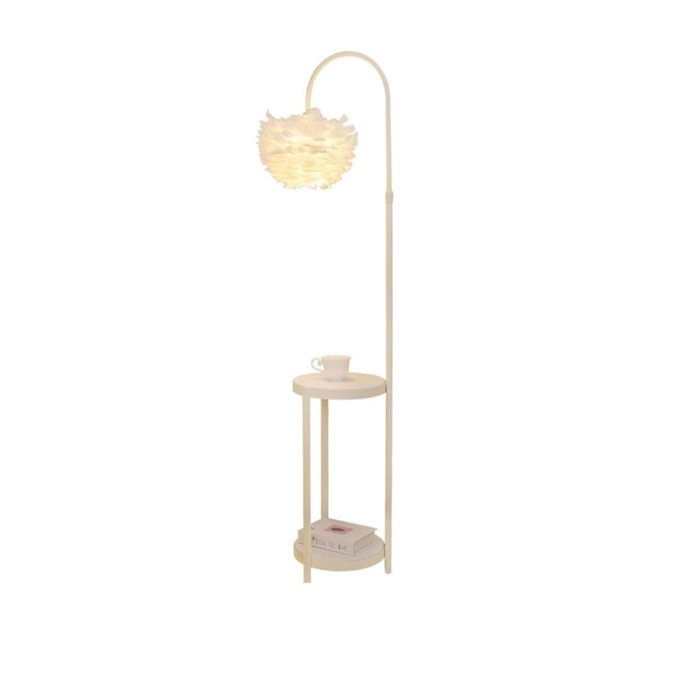 Jian1004 Floor Lamp, Modern Adjustable Feather Floor Lamp with Marble Side Table for Living Room