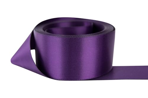 Image of Ribbon Bazaar Double Faced Satin - Premium Gloss Finish - 100% Polyester Ribbon for Gift Wrapping, Crafts, Scrapbooking, Hair Bow, Decorating & More - 1-1 /2 inch Plum 50yd Spool