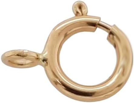 Italian 14K White or Yellow Gold Spring Ring Clasp Different Sizes (5mm Dia. (0.2" Dia.), White Gold)