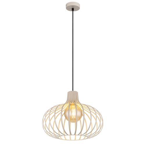Suspension rétro crème E27 lustre vintage métal luminaire design Ø40cm hauteur 150cm