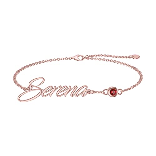Fencci 10K 14K 18K Real Solid Gold Personalized Name Bracelet For Women Custom Name Anklet With Birthstone Personalized Custom Anklets Bracelet Gift For Girls Mother's Day Birthday Anniversary Christmas #TOP1