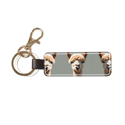 Porte-clés en cuir « An Island in the Ocean » - Cadeau personnalisé - Convient comme cadeau d'anniversaire, Avatar d'alpaga, taille unique