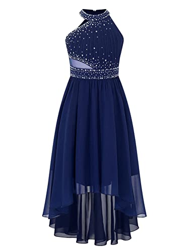 Alvivi Enfant Filles Robe De Mariage Demoiselle d'honneur Robe De Soirée Cérémonie Baptême Mousseline Robes De Baptême Communion Anniversaire 5-16 Ans Bleu Marine...