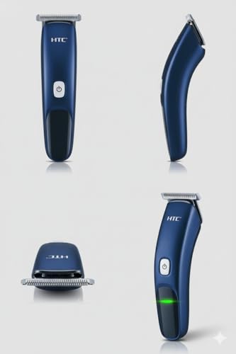 Image of AT-506 Rechargeable Hair Trimmer, Navy Blue, Smart Adjust Blades, 120 Min Runtime, 600mAh Lithium Battery, Cordless Operation, Global Voltage Compatible