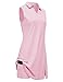 BGOWATU Tennis Dress for Women with Shorts, Golf Polo Dress Sleeveless Collared V Neck Athletic Dress Side Slit Sports Dress Pink XS