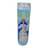 Veladora de rezo Milagrosa Virgen de la candelaria 14 oz vaso grande una pieza blanca sin esencia prayer candle one piece 14 oz tall glass