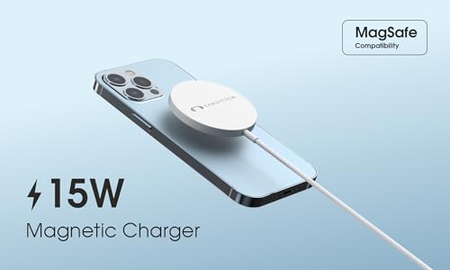 Image of Candytech 15W Wireless Charger, Fast Charging, and Type-C Port, Magnetic Cable for for iP16 /16 Plus /16 Pro /Max,15 /15 Plus /15 Pro /15 Pro Max, 4 /13 /12, Series (White)