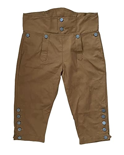 Mens Colonial Knee Breeches 18th Century Pants Fall Front Style (3XL, Muddy)
