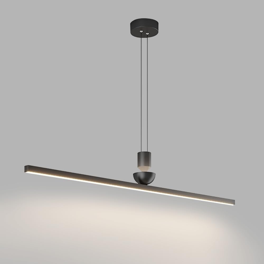 CMBSSTFC Suspension linéaire Minimaliste 16/20/24 W LED 3 Couleurs à intensité Variable, luminaire à Longue Bande, éclairage géométrique, lumières d'îlot de Cuisine (Noir, 100 cm)