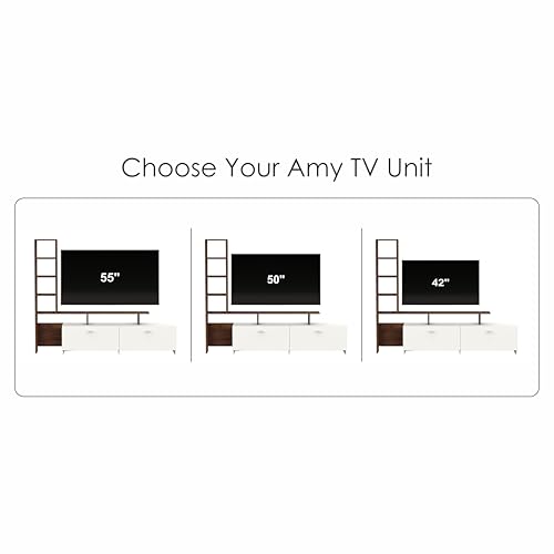 Image of BLUEWUD Amy Engineered Wood TV Entertainment Unit Set Top Box Stand /TV Cabinet Panel with Shelves for Books & Decor Display Unit Bed Living Room Upto 65 Inches - DIY (Brown Maple & White)