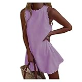 Women's Plus Size Summer Sleeveless Casual Mini Dress - Floral Printed Loose Beach Dress Zevity Official Store Festival Outfit Vintage Clothes Purple Size XL